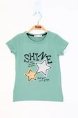 Kız Çocuk Baskılı Bisiklet Yaka Kısa Kollu Tişört thumbnail 1