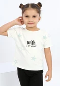 Toontoy Kız Çocuk Wish A For Yourself Yıldız Baskılı Tişört - 4
