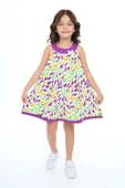 Toontoy Kız Çocuk Komple Renkli Baskılı Elbise - 9