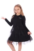 Toontoy Kız Çocuk Düğmeli Toontoy Girl Nakışlı Tüllü Elbise - 4