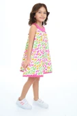 Toontoy Kız Çocuk Komple Renkli Baskılı Elbise - 6