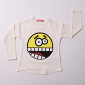 Toontoy Kız Çocuk Relax Fit Bisiklet Yaka Emoji Baskılı Sweatshirt - 31/1 penye - 2
