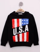 Toontoy Erkek Çocuk Pullu U.S.A Bayraklı Nakışlı Sweatshirt - 9