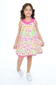 Toontoy Kız Çocuk Komple Renkli Baskılı Elbise - 5