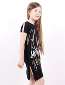 Toontoy Kız Çocuk Yazı inci Taşlı Elbise thumbnail 11