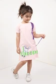 Toontoy Kız Çocuk Cepli Şeritli Tavşan Baskılı Elbise - 6
