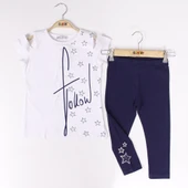 Toontoy Kız Çocuk Yıldız Baskılı  Your Dearms Yazılı Taytlı Takım thumbnail 2