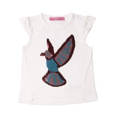 Toontoy Kız Bebek Tişört Pullu Kuş Baskı - 7