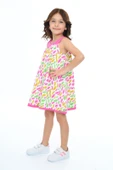 Toontoy Kız Çocuk Komple Renkli Baskılı Elbise - 8