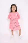 Toontoy Kız Çocuk Göğsü Çiçek Detaylı Elbise - 1