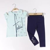 Toontoy Kız Çocuk Yıldız Baskılı  Your Dearms Yazılı Taytlı Takım thumbnail 7