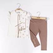 Toontoy Kız Çocuk Yıldız Baskılı  Your Dearms Yazılı Taytlı Takım thumbnail 1