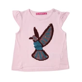 Toontoy Kız Bebek Tişört Pullu Kuş Baskı - 6