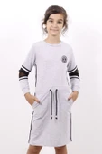 Toontoy Kız Çocuk Göğsü Armalı Şeritli Elbise thumbnail 7