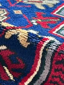 124x240 cm Canlı Kırmızı ve Mavi El Dokuma Türk Kilimi, Nostaljik Uşak Halısı, Yüksek Kaliteli Yün Halı, Özel Tasarım - 3