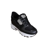 YAZKIŞ Kadın Siyah Beyaz Cilt Taşlı İçten 8cm Topuklu Fashıon Günlük Spor Ayakkabı thumbnail 1