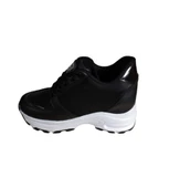 YAZKIŞ Kadın Siyah Beyaz Cilt Taşlı İçten 8cm Topuklu Fashıon Günlük Spor Ayakkabı thumbnail 7