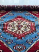 113x191 cm Mavi Tonlarında Nadir Motifli Türk Kilimi, El Dokuma Yün Halı, Vintage Bohem Tarzı Dekoratif Kilim - 4