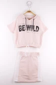 Toontoy Kız Çocuk BE WILD Baskılı Kapüşonlu Etekli Takım thumbnail 5