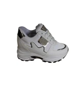 YAZKIŞ Kadın Siyah Beyaz Cilt Taşlı İçten 8cm Topuklu Fashıon Günlük Spor Ayakkabı thumbnail 16