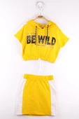 Toontoy Kız Çocuk BE WILD Baskılı Kapüşonlu Etekli Takım thumbnail 7