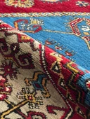 113x191 cm Mavi Tonlarında Nadir Motifli Türk Kilimi, El Dokuma Yün Halı, Vintage Bohem Tarzı Dekoratif Kilim - 3