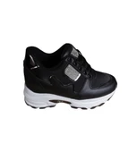 YAZKIŞ Kadın Siyah Beyaz Cilt Taşlı İçten 8cm Topuklu Fashıon Günlük Spor Ayakkabı thumbnail 15