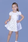 Toontoy Kız Çocuk Göğsü Nakışlı Elbise - 5