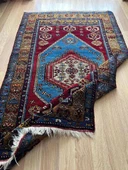 113x191 cm Mavi Tonlarında Nadir Motifli Türk Kilimi, El Dokuma Yün Halı, Vintage Bohem Tarzı Dekoratif Kilim - 8