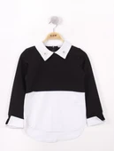 Toontoy Kız Çocuk Gömlek Detaylı Yakası İncili Okul Sweatshirt - 1