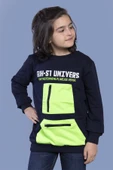 Toontoy Erkek Çocuk Baskılı Neon Cepli Sweatshirt - 1
