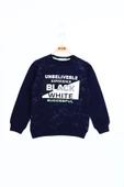 Toontoy Erkek Çocuk Black White Baskılı Sweatshirt - 6