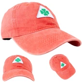 Perlotus Vintage Yıkamalı Pamuk Şapka Dört Yapraklı Yonca Nakışlı Turuncu - 2