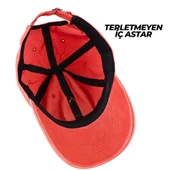 Perlotus Vintage Yıkamalı Pamuk Şapka Dört Yapraklı Yonca Nakışlı Turuncu - 9