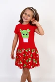 Toontoy Kız Çocuk Kaktüs Baskılı Elbise - 4