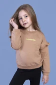 Toontoy Kız Çocuk Kolları Fırfır Detaylı Nakışlı Sweatshirt - 1