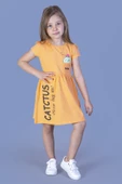 Toontoy Kız Çocuk Cebi Meow Nakışlı Taş İşlemeli Baskılı Elbise - 8