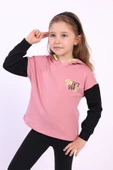 Toontoy Kız Çocuk Kapüşonlu Blok Renkli Sweatshirt - 1