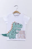 Toontoy Erkek Çocuk Kabartmalı Dinazor Baskılı Tişört - 11
