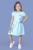 Toontoy Kız Çocuk Cebi Meow Nakışlı Taş İşlemeli Baskılı Elbise - 2