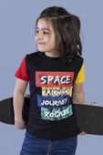 Toontoy Erkek Çocuk Kolları Garni Detaylı Baskılı Tişört - 1
