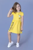 Toontoy Kız Çocuk Cebi Meow Nakışlı Taş İşlemeli Baskılı Elbise - 4