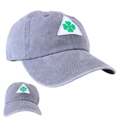 Perlotus Vintage Yıkamalı Pamuk Şapka Dört Yapraklı Yonca Nakışlı Gri - 4