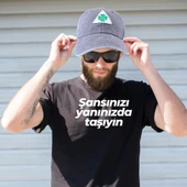 Perlotus Vintage Yıkamalı Pamuk Şapka Dört Yapraklı Yonca Nakışlı Gri - 2