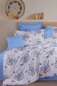 Çift Kişilik Nevresim Takımı Pamuklu Mavi Kelebek - 1