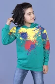 Toontoy Erkek Çocuk Kapüşonlu Renkli Püskürtme Baskılı Sweatshirt - 3