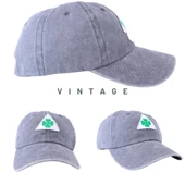 Perlotus Vintage Yıkamalı Pamuk Şapka Dört Yapraklı Yonca Nakışlı Gri - 7