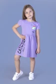 Toontoy Kız Çocuk Cebi Meow Nakışlı Taş İşlemeli Baskılı Elbise - 9