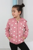 Toontoy Kız Çocuk Komple Kalpli Baskılı Hırka - 5