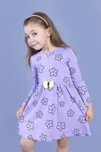 Toontoy Kız Çocuk Çiçek Desenli Fiyonk Detaylı Elbise - 3
